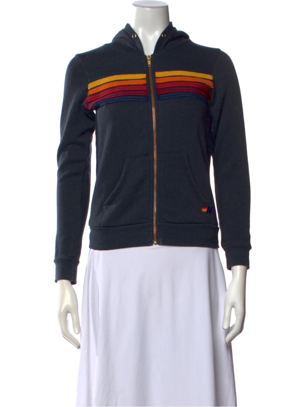 Aviator Nation Kids 10 Navy Hooded Zip Jacket with Sunset Stripes